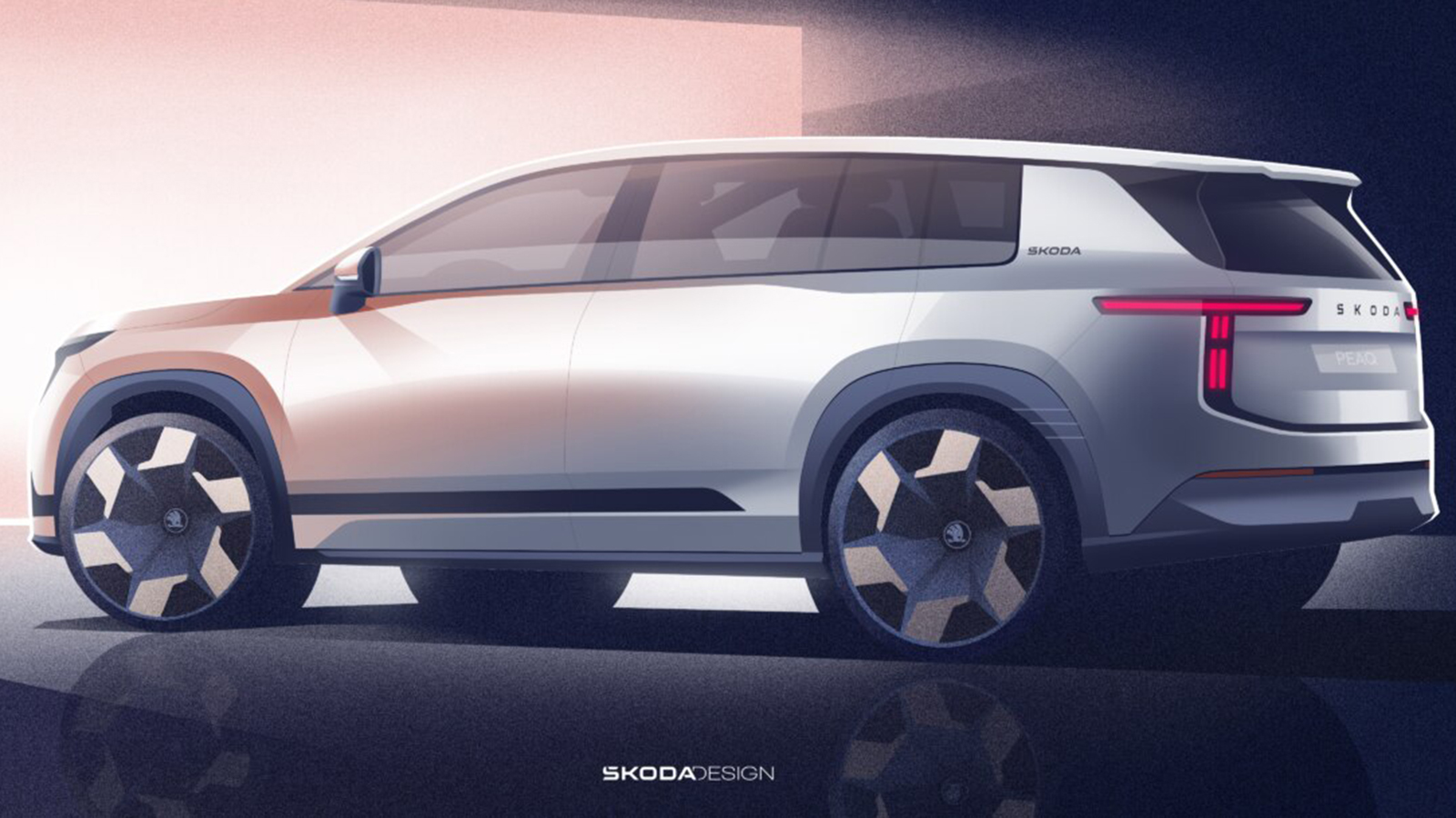 Σχεδιαστικά το Skoda Peaq αποτελεί επί της ουσίας το μοντέλο παραγωγής του πρωτότυπου Vision 7S, γι αυτό φέρει μαζί του χαρακτηριστικά της σχεδιαστικής γλώσσας Modern Solid.